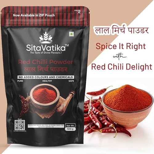 Image of Sitavatika 100% Natural Red Chilli Powder 500gm No Added Colours and Chemical with Spicy Taste Lal Mirch Powder