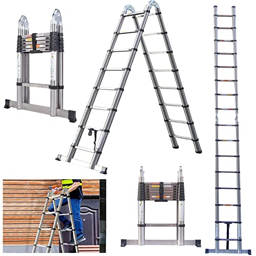 16.4ft Multi Purpose Ladder 16 Steps Telescoping Extendable Folding Portable Ladder 8.2ft+8.2ft Herringbone A-frame Ladder for Workshop House Garden Office, 330lb Load Capacity 1 16.4ft Multi Purpose Ladder 16 Steps Telescoping Extendable Folding Portable Ladder 8.2ft+8.2ft Herringbone A-frame Ladder for Workshop House Garden Office, 330lb Load Capacity