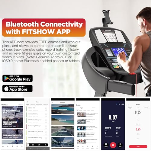 Image of 5 HP Folding Treadmill with 0-15% Auto Incline, 10MPH Speed, 400lbs Capacity, Ultra-Wide 51x18 Inch Belt, APP Control, Bonus Fan & Knee Straps for Home
