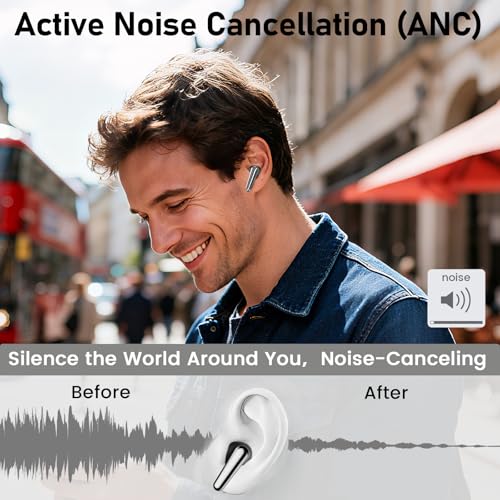 Image of Wireless Earbuds 2 Pack, ANC in-Ear Bluetooth Headphones, Big Bass Durable, Lightweight Design for Noisy Factories, Gym, and Travel, 60 Hour Long Playtime (Glossy Black)