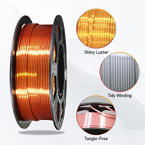 Image of 1.75mm Silk PLA Filament 4 Spools 1kg, Gold /Silver /Copper /Rose Gold | Shiny metallic finish. Each spool 250g. Widely fit for 3D printers and pens. Premium silk PLA filament for smooth printing