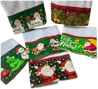 Pano de Prato de Natal 4 peças Decoração Cozinha Kit Panos de Pra...