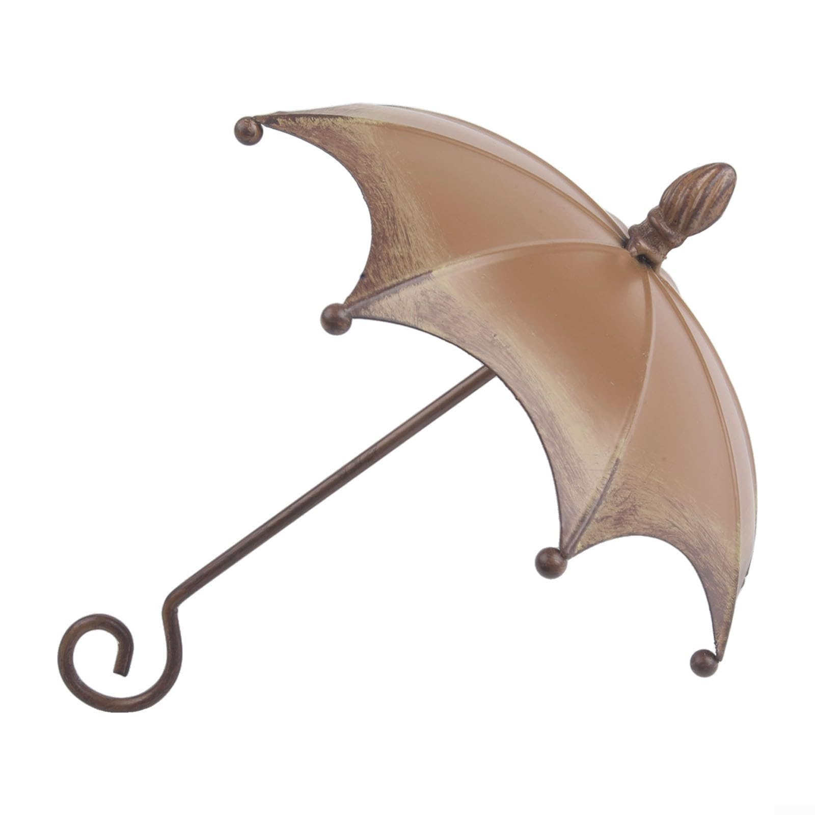 Umbrella Bird Feeder with Rustic Brown Metal Design for Garden or Backyard Decor, Hanging Wildlife Accessory for Outdoor Bird Watching, Weather Resistant Structure, 20x17x14cm Size
