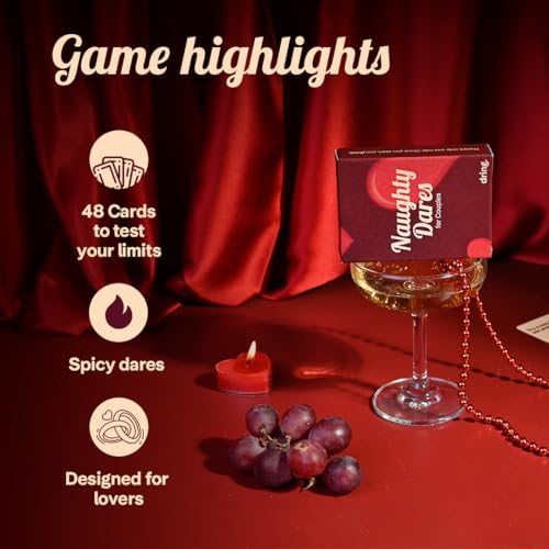 Image of Dring Naughty Dares for Couples | 48 Cards, Adult, Exciting Categories | Dare Based Action Couple Card Game | Date Night, AnniversaryGift, Romantic Gift