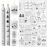 LERKNVOE Kerzentattoos Weihnachten,6 Pcs Kerzen Tattoo Wasserschiebefolie kerzen Aufkleber Weihnachten,Kerzen Tattoo Advent,kerzen folie weihnachten für Kerzen DIY Dekorieren