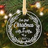 2022 Our First Christmas as Mr Mrs Ornament, Wedding Gifts for Couples Unique 2022, Bridal Shower Gi