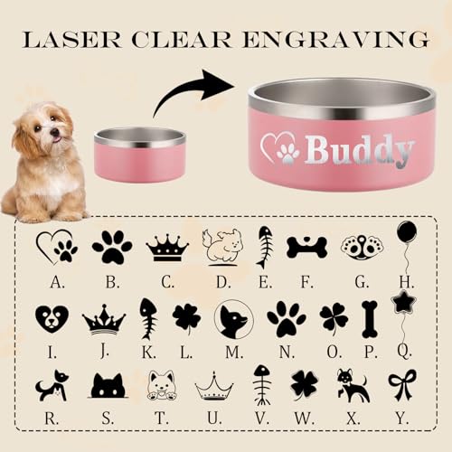 Individuelle Hundenäpfe mit Namen, personalisierbar, lasergraviert, rutschfestes, doppellagiges Design, 304 Edelstahl, Katzen- und Hunde-Futternapf für Haustiere, Geschenke