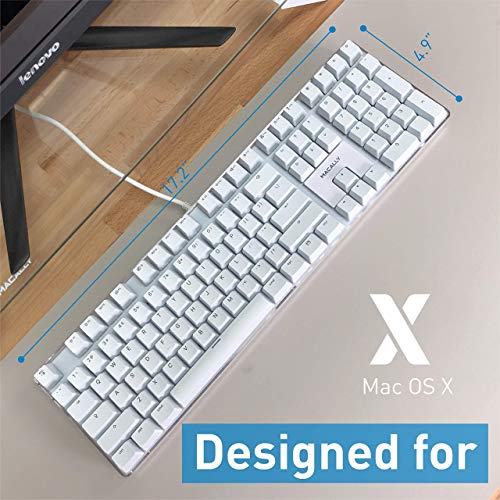Macally Backlit Keyboard for Mac and a Silent Wired Mouse, Fresh White Duo for Your Desktop
