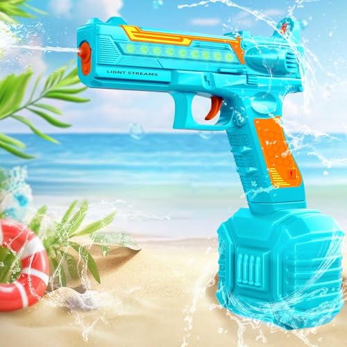 Pistola De Agua Eléctrica, Pistola de Agua Potente, Electric Water Gun para Adultos y Niños, Juguete para Piscina, Verano y Fiestas en La Playa(Azul)