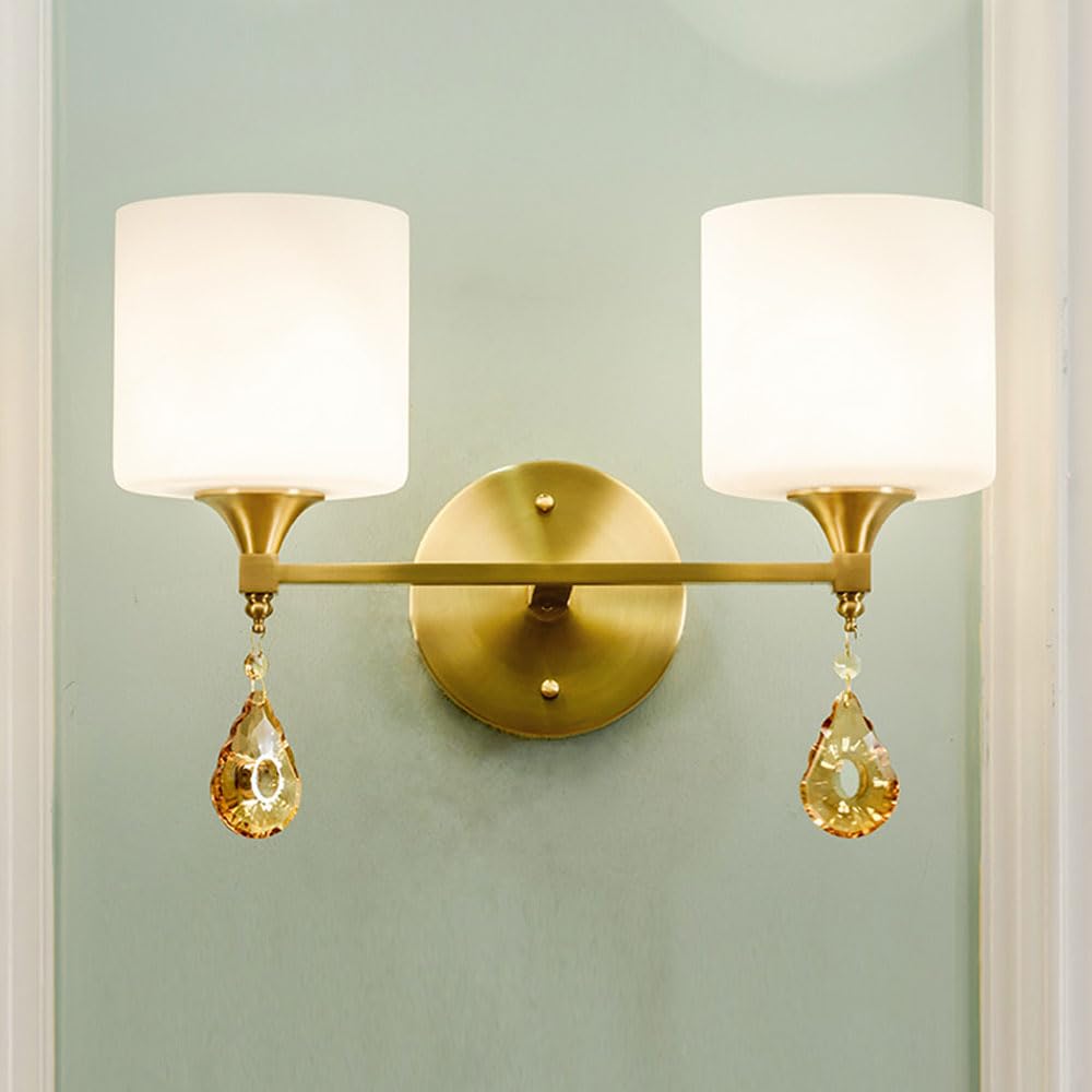 MESOVFCA American Vintage Style Clear Glass Shade Wall Lamp - Elegant Brass Lantern for Indoor and Outdoor Use(B-Single Light Fixture)