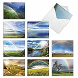The Best Card Company - Box of 10 All Occasion Cards Blank (4 x 5.12 Inch) - Scenic Landscape Cards Assorted - Rainbow Bright M4963OCB-B1x10