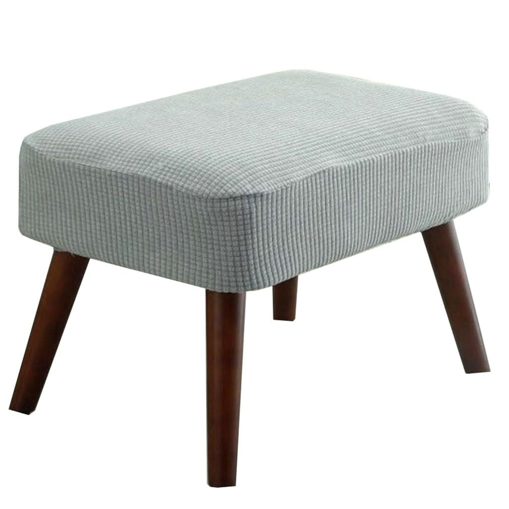Stool Covers Rectangle, Stretch Rectangle Bar Stool Covers Elastic Vanity Stool Cover Jacquard Chair Seat Slipcover Counter Stool Covers Saddle Seat Cover For Wooden Metal Bench ( Color : Light Grey )