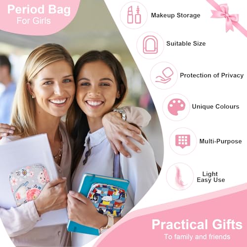 Image of Period Bag Pouch Soft Cloth Sanitary Napkin Storage Bag Portable Menstrual Pad Pouches Tampon Holder for Purse First Period Kit for Girls 9-12 (Black Striped Dog)