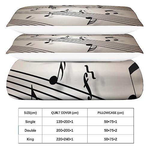 Housse de couette notes de musique anti-plis parure lit microfibre