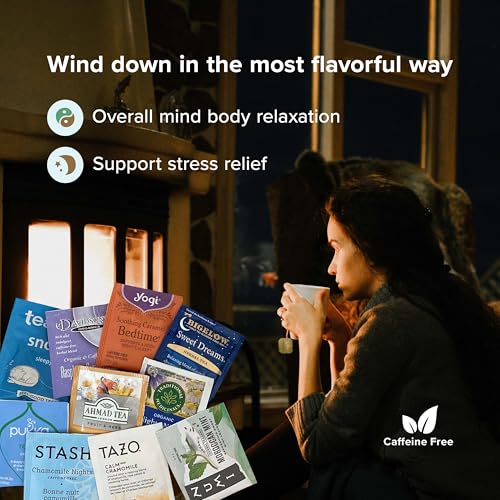 Sippingly Night Time Tea Sampler – 40 Herbal Teas – 10 Flavors from Top Brands – Chamomile, Lavender, Passionflower – Perfect Relaxation & Sleep Support – Ideal Wellness Gift – Kosher, Gluten-Free - Image 4