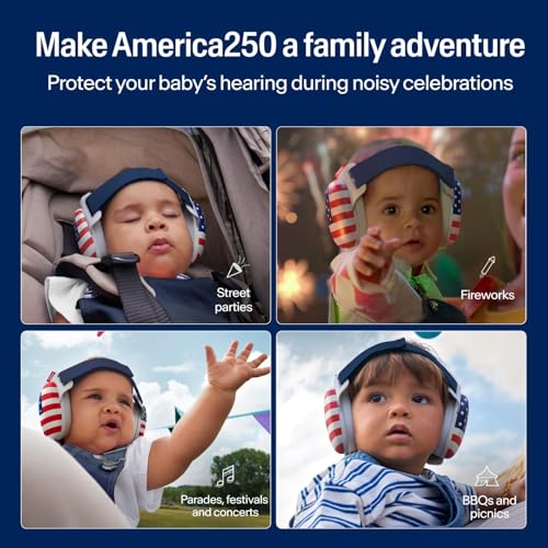 Image of Alpine Muffy Baby Comfort, America250 Special Edition, Protects Hearing for Babies & Toddlers, CE & ANSI Certified, Safe fit & Comfort, Multi-adjustable from 3 months up to 5 yrs, 24dB, Fourth of July