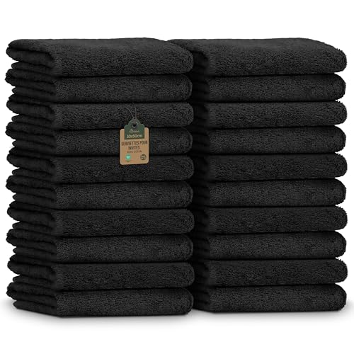 NatureMark Serviettes d'invité – Lot de 20 (30x50 cm), 100% Coton, certifiées Oeko-TEX, Douces,...