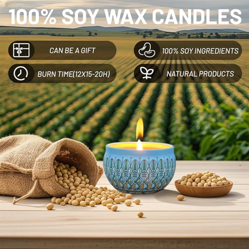 Candle,Scented Candles Gift for Women, Aromatherapy Candles Gift Set,Portable Travel Tin Candle,4 Pack Soy Wax Candles for Mother's Day, Christmas, Birthday, Valentine's Day, Bath, Yoga - Image 4