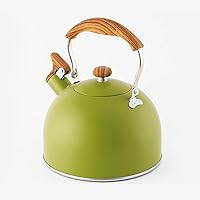 Vista 8 de Hervidor de té silbante de 2.5 L, hervidor de té de acero inoxidable, hervidor automático de agua hirviendo con asa, tetera para leche, té, café