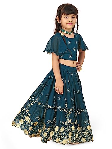Image of Georgette Embroidered traditional Readymade Lehenga Choli For Kids Grils