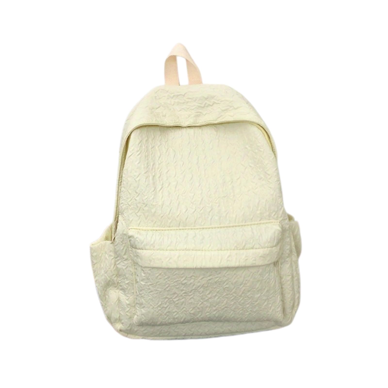 Zaino da Viaggio Blu Chiaro Onda in Rilievo Textured Multi Tasca Pacchetto Giorno Portatile per Il Campus Giornaliero Commute Breve-Beige