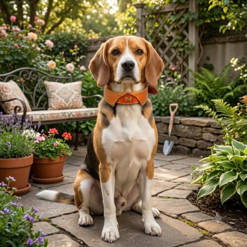 Image of Genuine Leather Tuxedo Shirt Dog Collar, Large, Tan, Cushioned Padding | Brass Buckle, Large, D Ring, Heavy Duty, Padded, Fit Neck Size 18.5 inch-22.5 inch