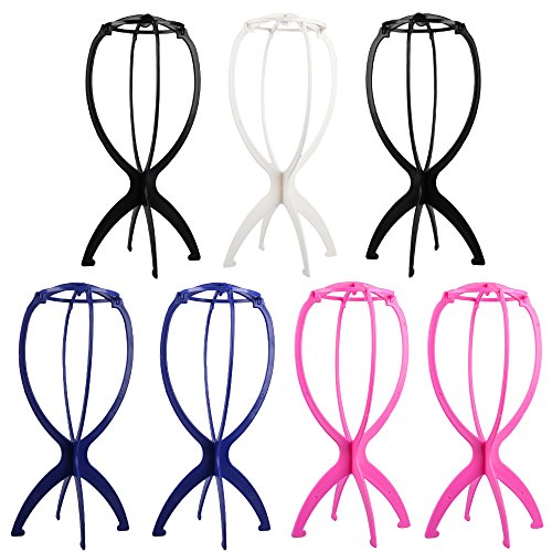 2 Pack Wig Stand, Portable Hanging Wig Stand for All Wigs and Hats, Collapsible Wig Dryer, Durable Wig Stand Tool Holder, Hat and Cap Holder (Black) … (2)