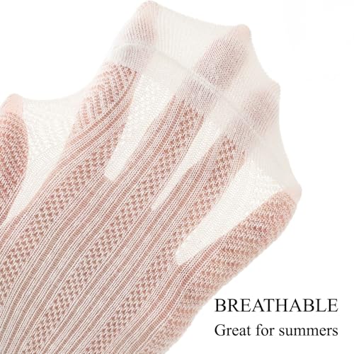 3 Pairs Girl's Socks, White Mesh Cotton Princess Crew Socks with Ruffle Lace Design for Summer Kids3