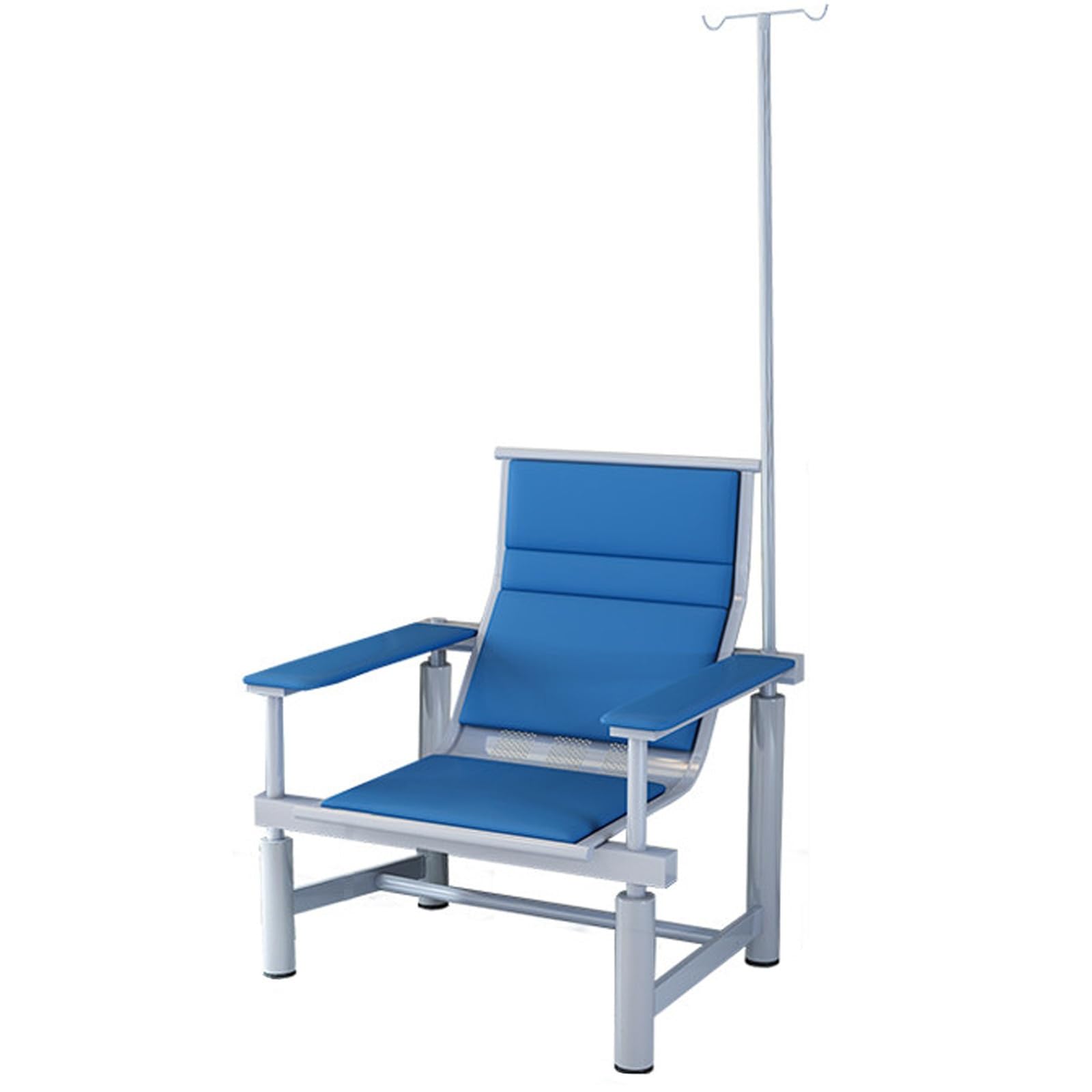 WDSOPK Waiting Room Chairs,Blue Leather Phlebotomy Chair for IV Infusion, Waiting Room Bench with Armrests, 2-Seater Infusion Chair with IV Stand for Lobbies(Blue-1-seater)