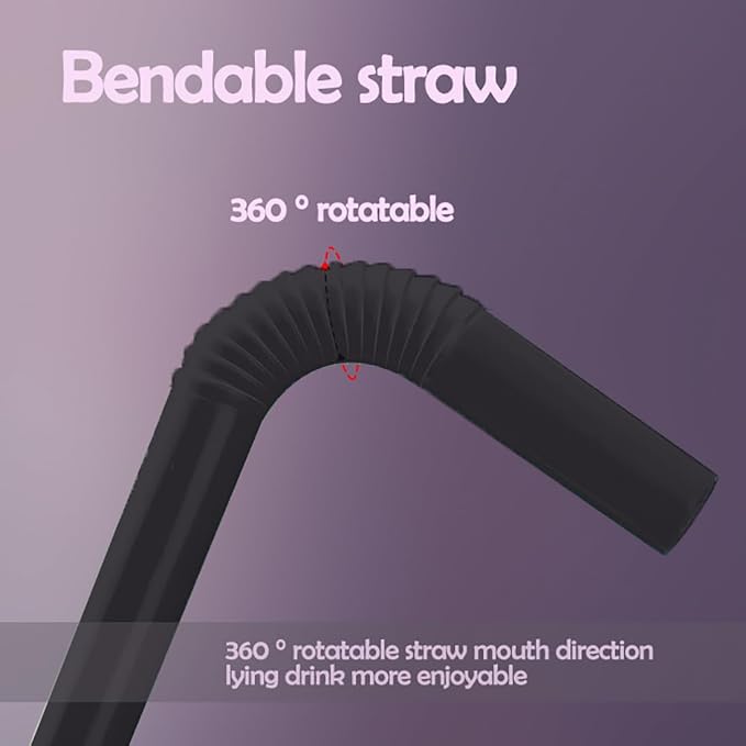 Pitillos plásticos negros flexibles 100 pcs empaquetados miniatura 3