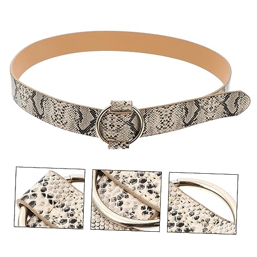 Beaupretty Snake Print Round Buckle Waist Belt for Women Imitation Leather Casual Wide Belt Stylish Zebra Cow Pattern Female for Fashion Suitable for Daily Wear4