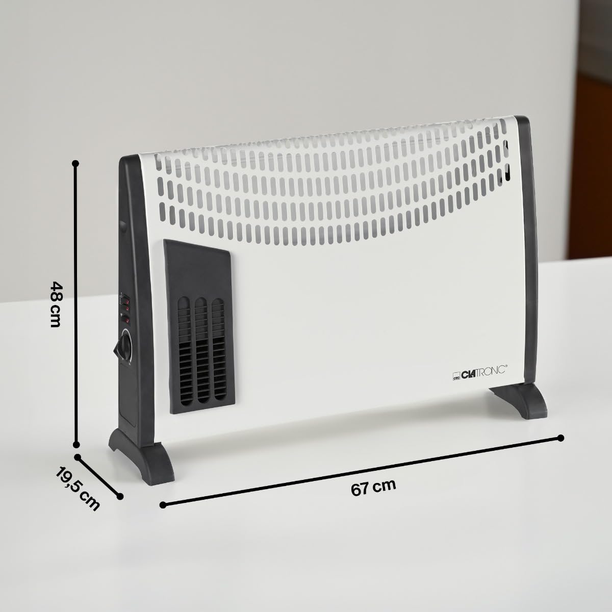 Clatronic® Chauffage par convecteurs | pour abris de jardin, garages & Co. | avec 3 niveaux de chauffage | thermostat | avec ventilateur | jusqu'à 40m² | économie d'énergie | KH 3433 N