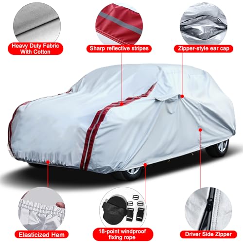 Image of Waterproof Car Covers Replacement for 2014-2025 Porsche Macan, 6 Layers All Weather Custom-fit Car Cover with Zipper Door & 18 Ponit Windproof Bands for Snow Rain Dust Protection