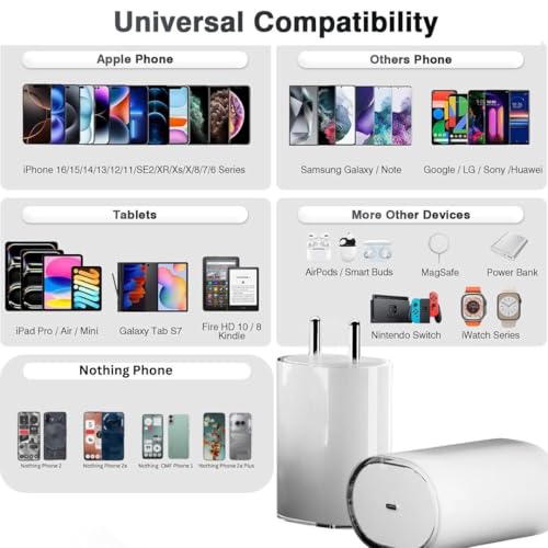 Image of Original 45w Type C Superfast Charging Adapter Compatible with Nothing Phone 3a Pro /3a /2a pro /2a Plus /2a /2 /1 /Buds /Ear Stick,45W USB C Charging Adapter,45watt Charge,White| Support 33W