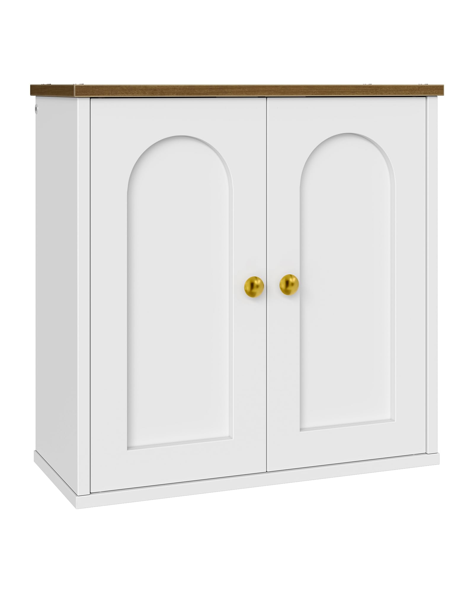 CHOEZON Armario de Baño de 40x18x40 cm, Armario de Baño sobre Pared con Estantes Ajustables, Mueble Colgante Estilo Rústico, para Baño, Cocina, Sala, Dormitorio, Blanco y Nogal