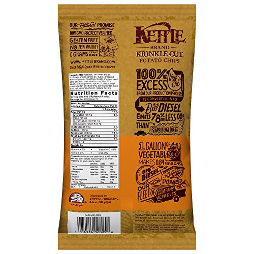 Image of Kettle Brand Krinkle Cut Potato Chips, Carolina BBQ, 5 Ounce (Pack of 15)
