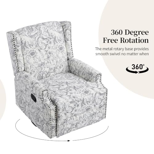 Image of Swivel Rocker Recliner Chairs Set of 2, 360 Swivel Wingback Recliner Chairs for Adults, Upholstered Glider Rocking Chair with High Back, Deep Seat for Living Romm Bedroom, Rococo Light Gray