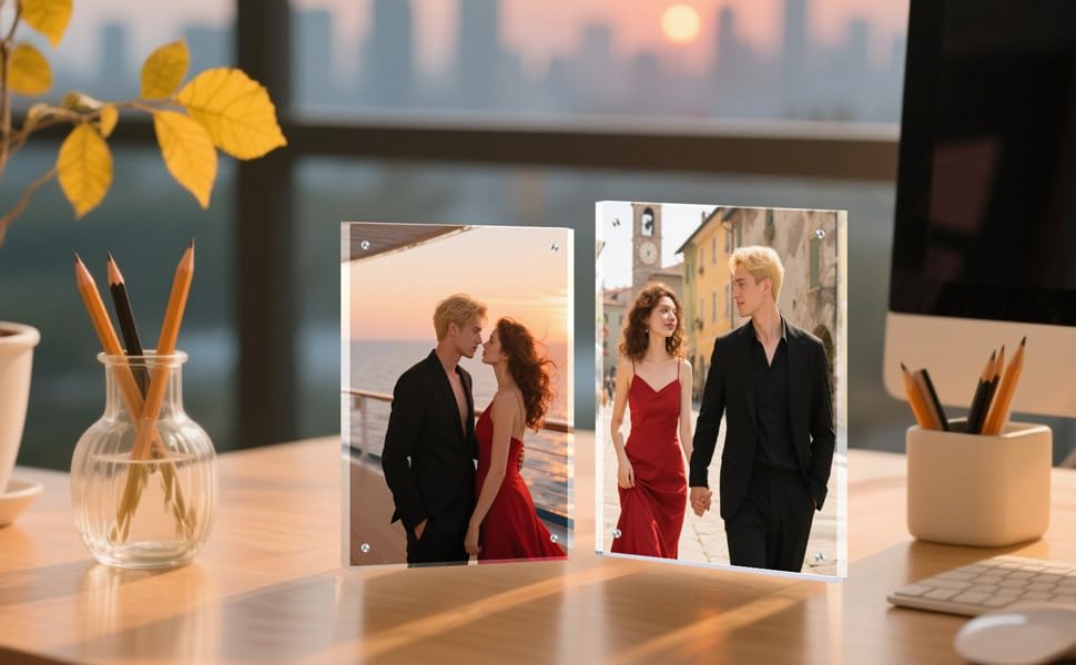 RUIXUAN Magnetischer Bilderrahmen Acryl 15x20cm - Rahmenloser Fotorahmen Für Doppelseitige Fotoanzeige