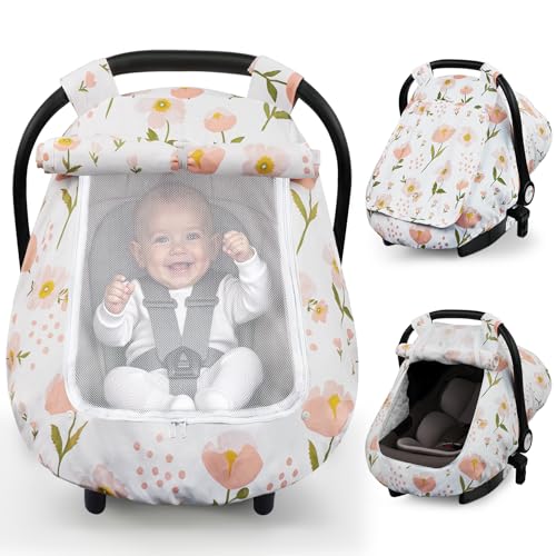 Image of Elstey Car Seat Cover Baby Boys & Girls, 3D Minky Dot Infant Carseat Canopy