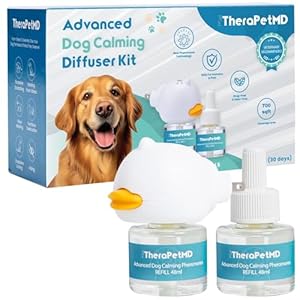 Therapet MD – Difusor calmante para perros, difusor de feromonas para perros, apoyo al comportamiento en interiores, ayuda para la ansiedad, kit de recarga de larga duración de 60 días, fórmula
