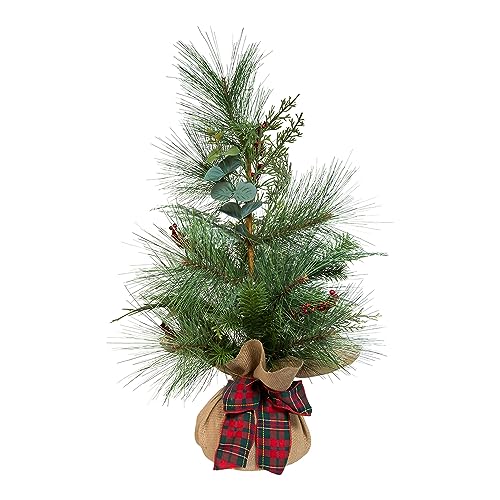 Árbol verde de arpillera Kurt S. Adler de 24 pulgadas para decoración navideña 2