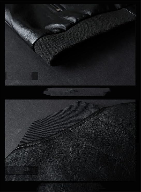 Maiyifu-GJ Men's Casual Zip Up Slim Bomber Faux Leather Jacket Motorcycle Biker Jackets Fashion Leather Jackets Coat 5