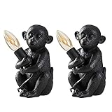 MiniSun | Modern Matt Black Painted Baby Monkey Design Table Lamps | Table Lamps, Home Décor & Improvement Essential | Set of 2