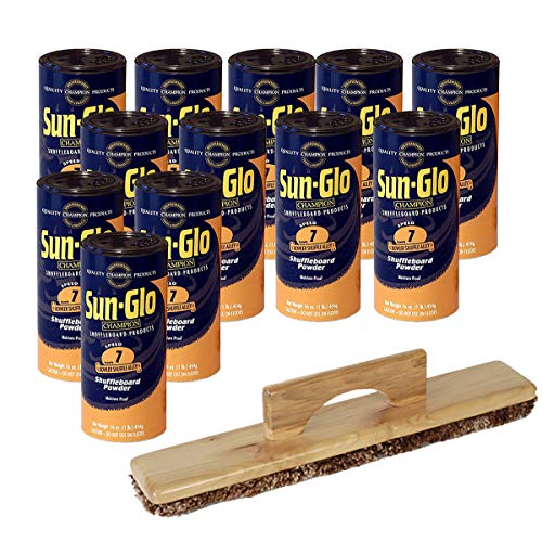 Sun-Glo 12 Cans #7 Shuffle Alley Wax & 1 Shuffleboard Sweep