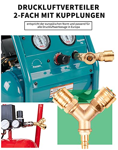 Distributore d'Aria Compressa a 2 Vie con Raccordi...