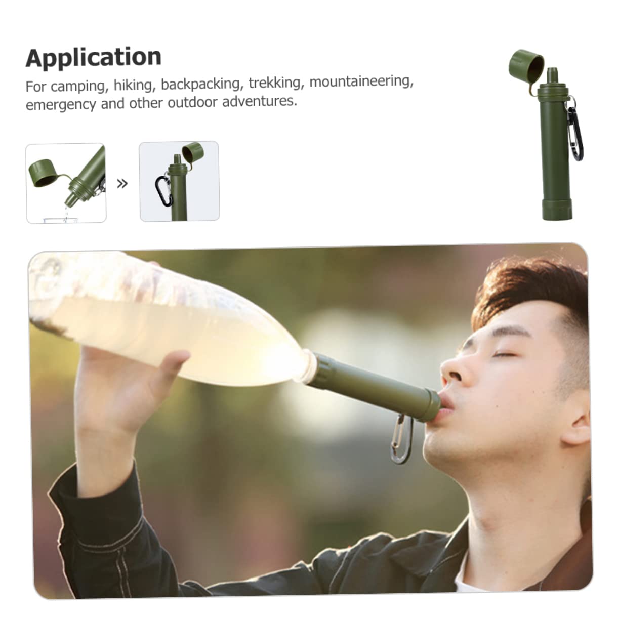 Abaodam 3 Pezzi Paglia che beve la vita Compatto depuratore d'acqua di sopravvivenza depuratore d'acqua portatile Emergenza del filtro dell'acqua sopravvivenza del depuratore d'acqua AbS