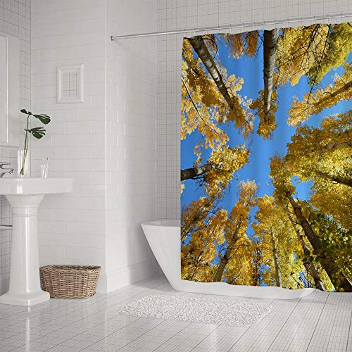 Rideau de douche avec 12 crochets en polyester motif automne