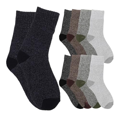 5 Pairs Thermal Socks for Men - Warm Winter Socks, Moisture Wicking, Thick Hiking Boots for Cold Weather, Skiing, Outdoor(Grey/Black/Navy/Green/Brown)