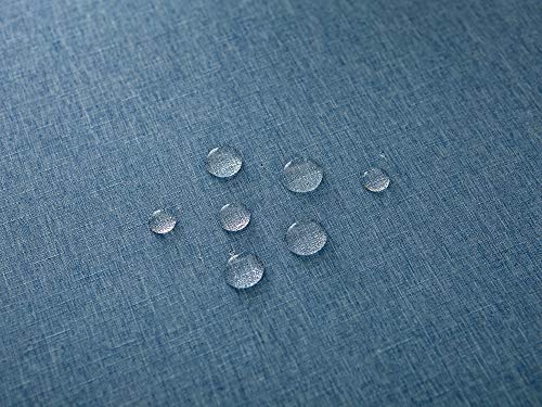 EHouseHome Faux Linen Tablecloth with Lace Trim - Waterproof/Spill Proof/Stain Resistant/Wrinkle Free/Oil Proof - for Banquet, Parties, Dinner,Wedding,Holiday,Water Blue Rectangle 60x120Inch