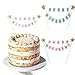 HUSZZM 2pcs Kuchengirlande Wimpelkette Kuchen Wimpelkette Tortendeko Torten Girlande Geburtstag Wimpelkette Cake Topper Kuchen Topper für Torten Cupcake Kindergeburtstag Party Pink Blau